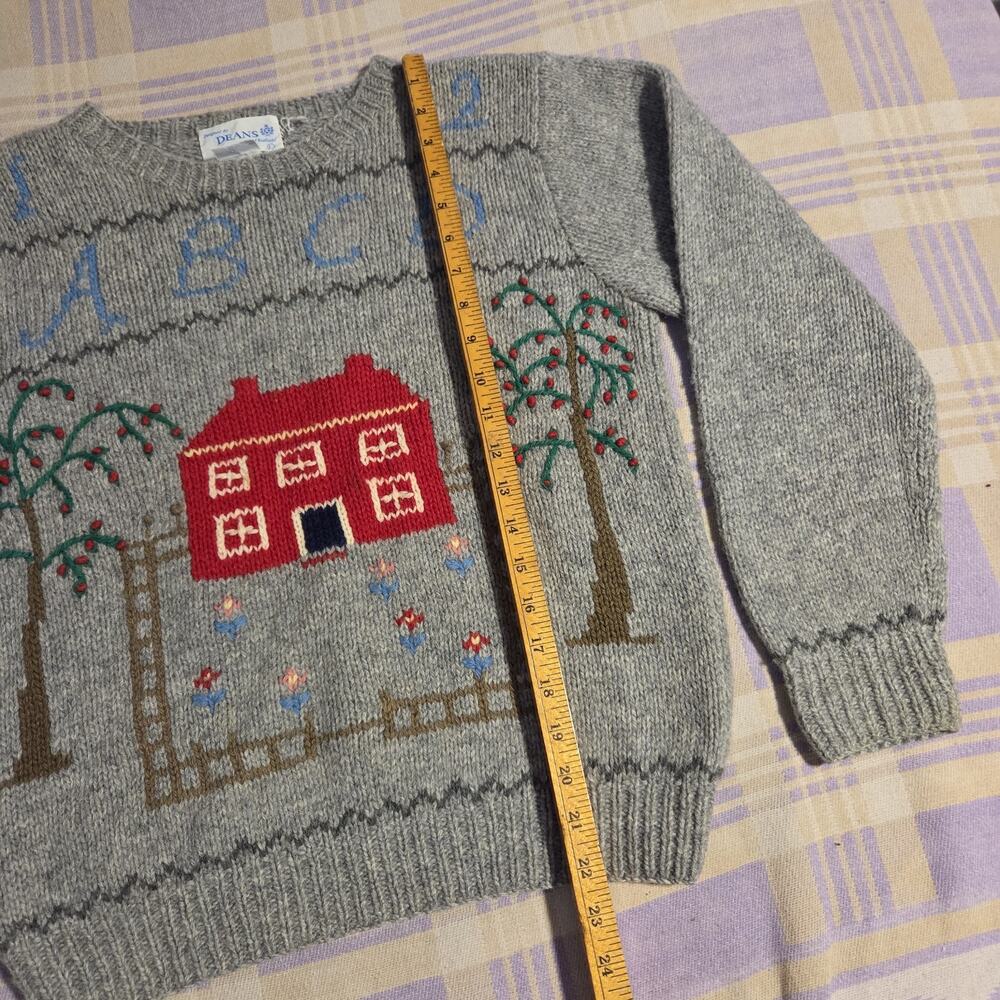 Vintage Deans Of Scotland 100% Wool Teacher Cottagecore Schoolhouse Sz L Sweater - Picture 4 of 9